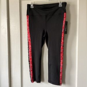 Bebe Sport Double Print Capri Leggings, L, NWT